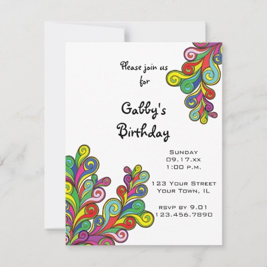 Colour Waves Birthday Party Kaart (Voorkant)