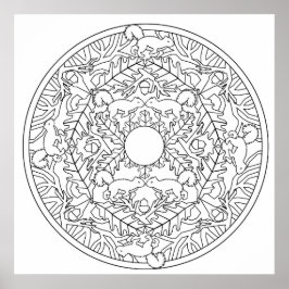 Colour Yourself Mandala Poster Squirrel Poster