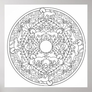 Colour Yourself Mandala Poster Squirrel Poster