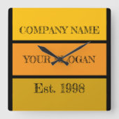 Coloured Block Style Company Name Vierkante Klok (Voorkant)