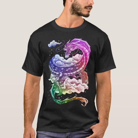Coloured Japanese tradition dragon T-shirt (Voorkant)