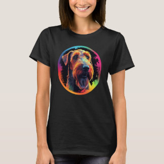 Colourful Airedale Terrier Dog Dad Mom Graffity T-shirt