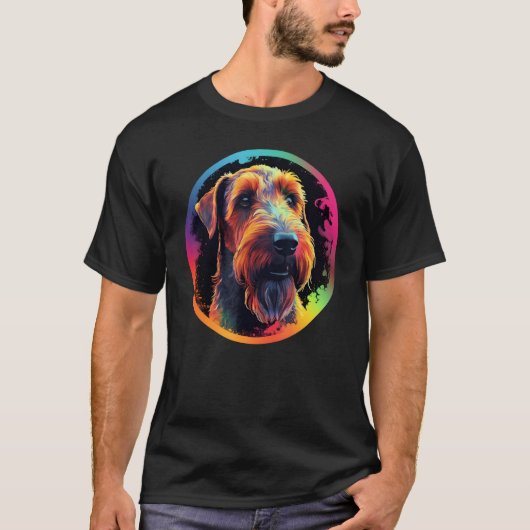 Colourful Airedale Terrier Dog Dad Mom Graffity T-shirt (Voorkant)