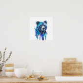 Colourful Bear Watercolour Artwork Poster (Keuken)