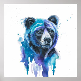 Colourful Bear Watercolour Artwork Poster