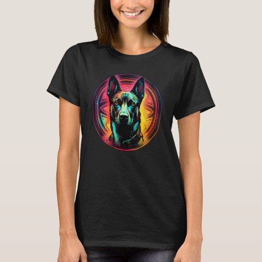 Colourful Belgian Malinois Dog Dad Mom Graffity T-shirt (Voorkant)