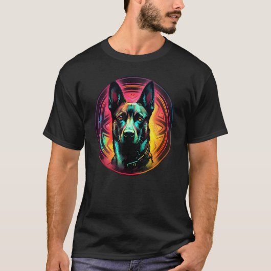 Colourful Belgian Malinois Dog Dad Mom Graffity T-shirt (Voorkant)