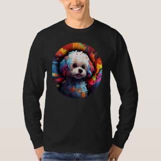 Colourful Bichon Frise Dog Dad Mom Graffity 1 T-shirt