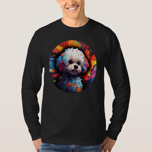 Colourful Bichon Frise Dog Dad Mom Graffity 1 T-shirt (Voorkant)