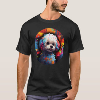 Colourful Bichon Frise Dog Dad Mom Graffity 1 T-shirt