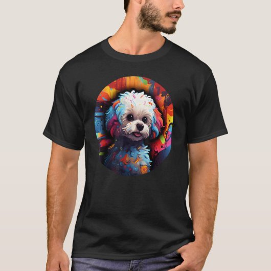 Colourful Bichon Frise Dog Dad Mom Graffity 1 T-shirt (Voorkant)