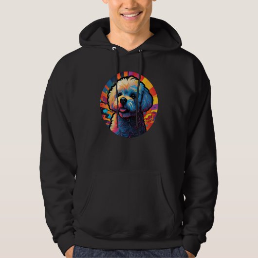 Colourful Bichon Frise Dog Dad Mom Graffity Hoodie (Voorkant)