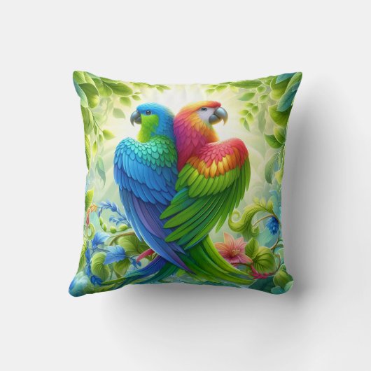 Colourful bird Throw Cushion Kussen (Achterkant)