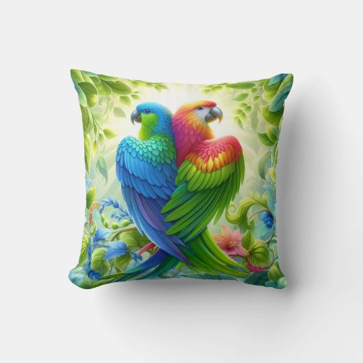 Colourful bird Throw Cushion Kussen (Voorkant)