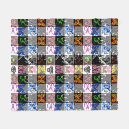 Colourful Butterfly Plaid Tartan Check Design Fleece Deken (Voorkant (Horizontaal))