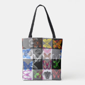 Colourful Butterfly Plaid Tartan Check Design  Tote Bag (Achterkant)