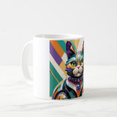 Colourful Cat Face Abstract Art Koffiemok (Voorkant links)