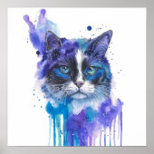 Colourful Cat Watercolour Artwork Poster (Voorkant)
