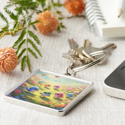 Colourful Chicks Keyring Sleutelhanger (Zijkant)