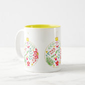 Colourful Christmas Ornament Tweekleurige Koffiemok (Voorkant links)