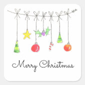 Colourful Christmas Ornaments Vierkante Sticker (Voorkant)