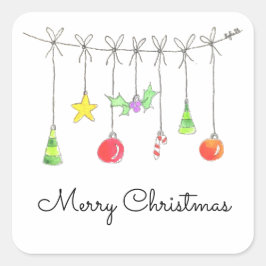 Colourful Christmas Ornaments Vierkante Sticker