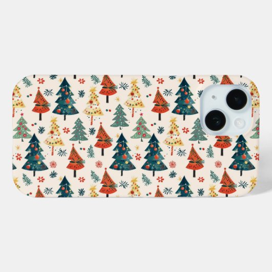 Colourful Christmas Pine Trees Seamless Pattern Case-Mate iPhone Case (Achterkant (horizontaal))