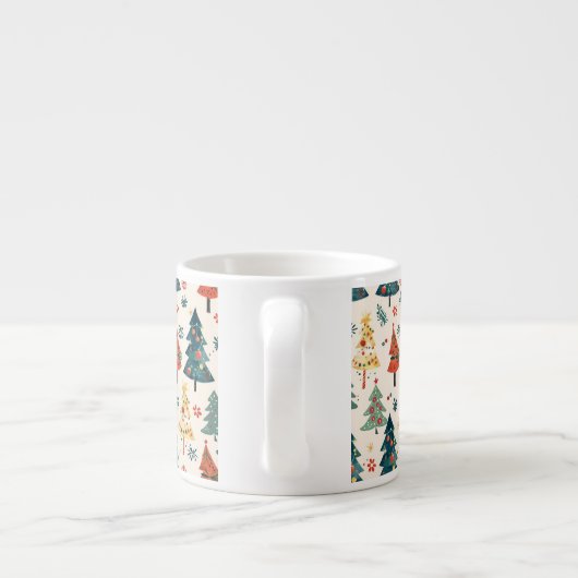 Colourful Christmas Pine Trees Seamless Pattern Espresso Kop (Achterkant)