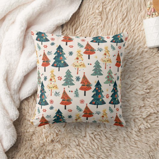 Colourful Christmas Pine Trees Seamless Pattern Kussen (Deken)