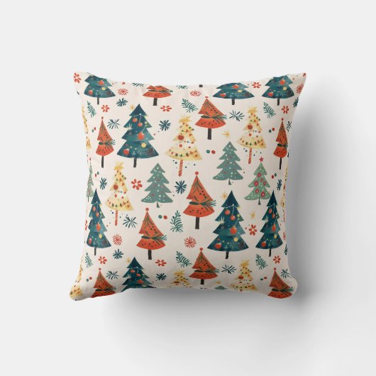 Colourful Christmas Pine Trees Seamless Pattern Kussen (Achterkant)