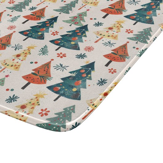 Colourful Christmas Pine Trees Seamless Pattern Snijplank (Hoek)