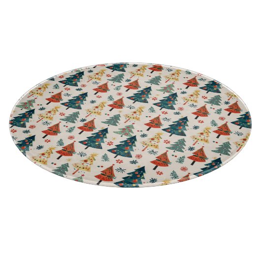 Colourful Christmas Pine Trees Seamless Pattern Snijplank (Hoek)