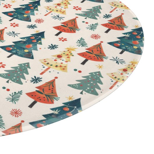Colourful Christmas Pine Trees Seamless Pattern Snijplank (Hoek)
