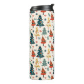 Colourful Christmas Pine Trees Seamless Pattern Thermosbeker (Gedraaid links)