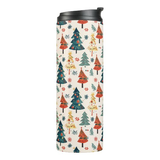 Colourful Christmas Pine Trees Seamless Pattern Thermosbeker (Gedraaid links)