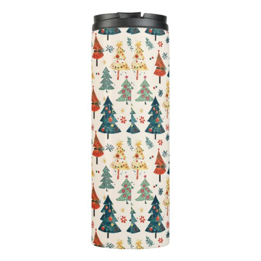 Colourful Christmas Pine Trees Seamless Pattern Thermosbeker (Achterkant)