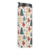 Colourful Christmas Pine Trees Seamless Pattern Thermosbeker (Geroteerd rechts)