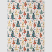 Colourful Christmas Pine Trees Seamless Pattern Tissuepapier (Voorkant)