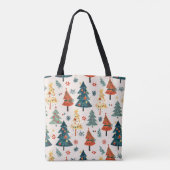 Colourful Christmas Pine Trees Seamless Pattern Tote Bag (Achterkant)