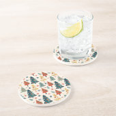 Colourful Christmas Pine Trees Seamless Pattern Zandsteen Onderzetter (Zijkant)