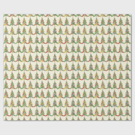 Colourful Christmas Trees Festive Cadeaupapier