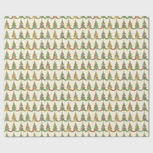 Colourful Christmas Trees Festive Cadeaupapier (Vlak)