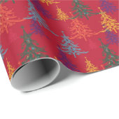 Colourful Christmas Trees Xmas Red Cadeaupapier (Rol Hoek)