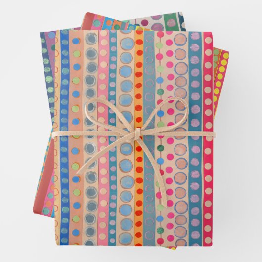 Colourful Circles and Stripes Inpakpapier Vel (In situ)
