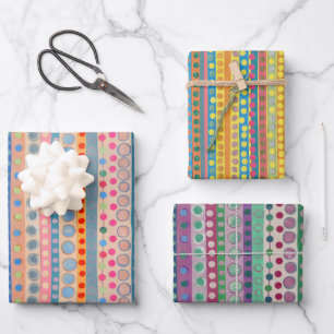 Colourful Circles and Stripes Inpakpapier Vel