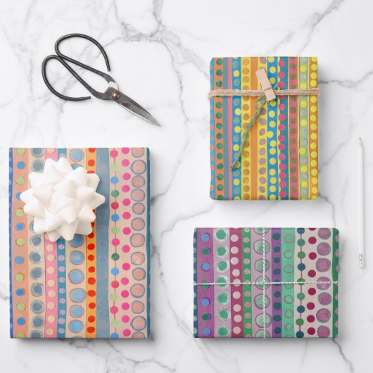 Colourful Circles and Stripes Inpakpapier Vel (Voorkant)