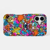 Colourful Cyberpunk Doodle Eye iPhone 16 case Hoesje (Achterkant horizontaal)