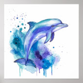 Colourful Dolphin Watercolour Artwork Poster (Voorkant)