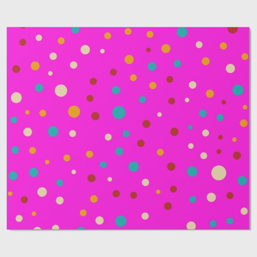 Colourful Dots Pink Wrapping Paper Cadeaupapier (Vlak)