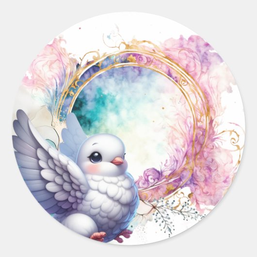 Colourful Dove Ronde Sticker (Voorkant)